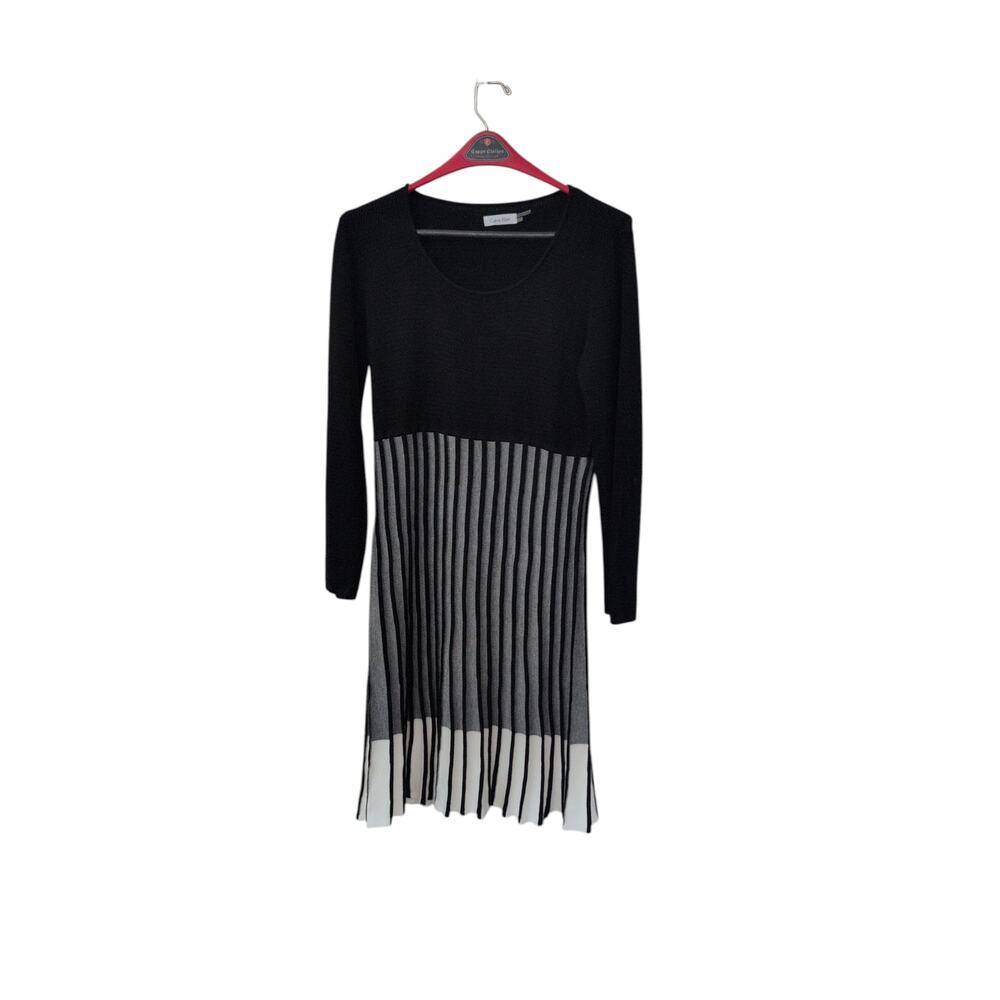 Calvin Klein Black & White Light Sweater Knit Dress Size Large - Picture 2 of 4